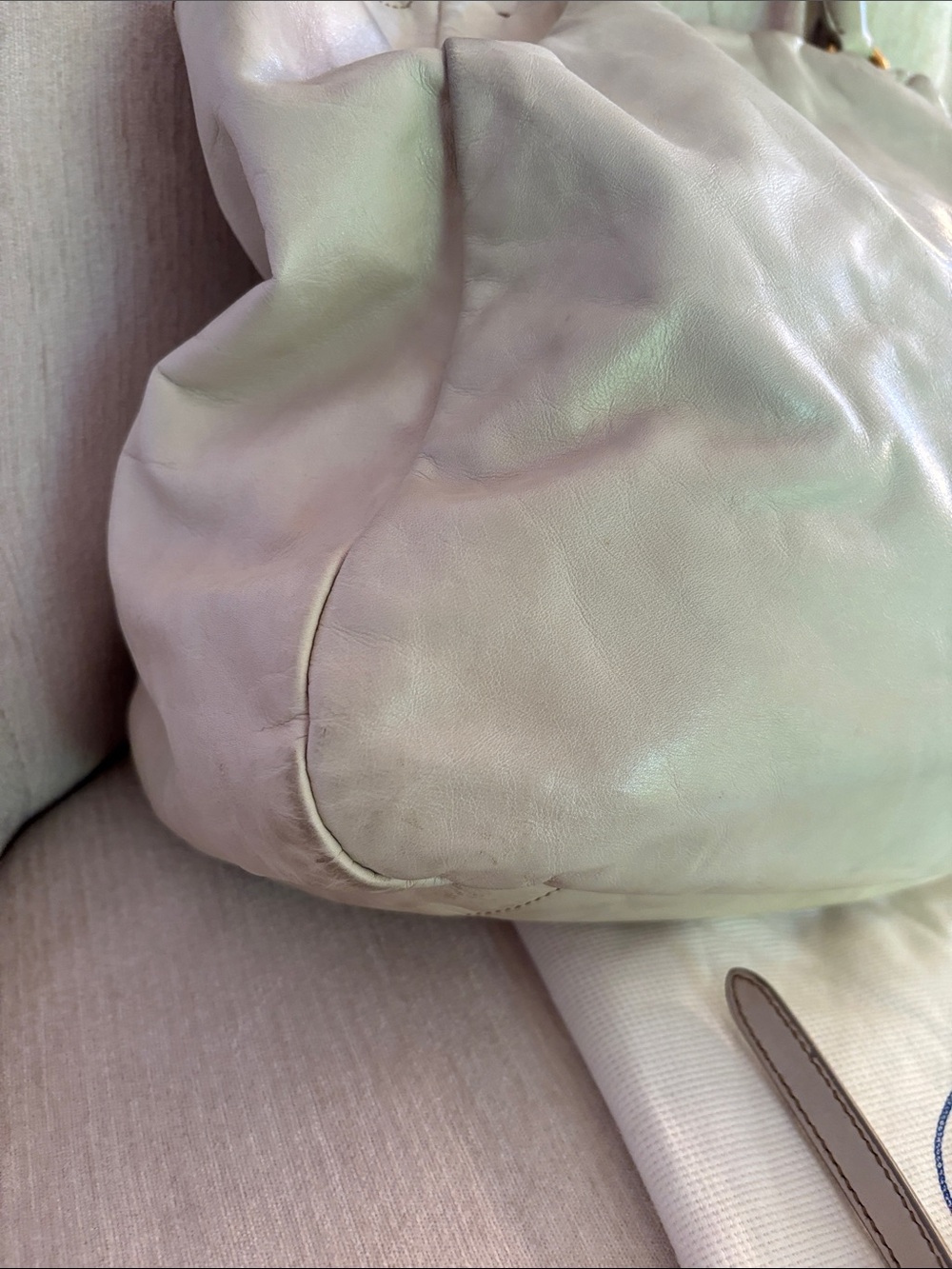 Prada Cream Leather Shoulder Bag with Gold Hardware - Picture 7 of 12